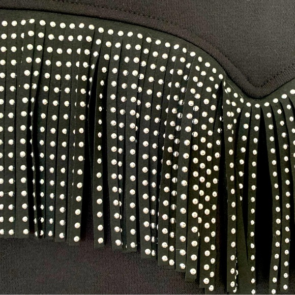 NWT H&M Black Studded Fringe Sweatshirt. Size: XS. Excellent condition - Picture 4 of 8